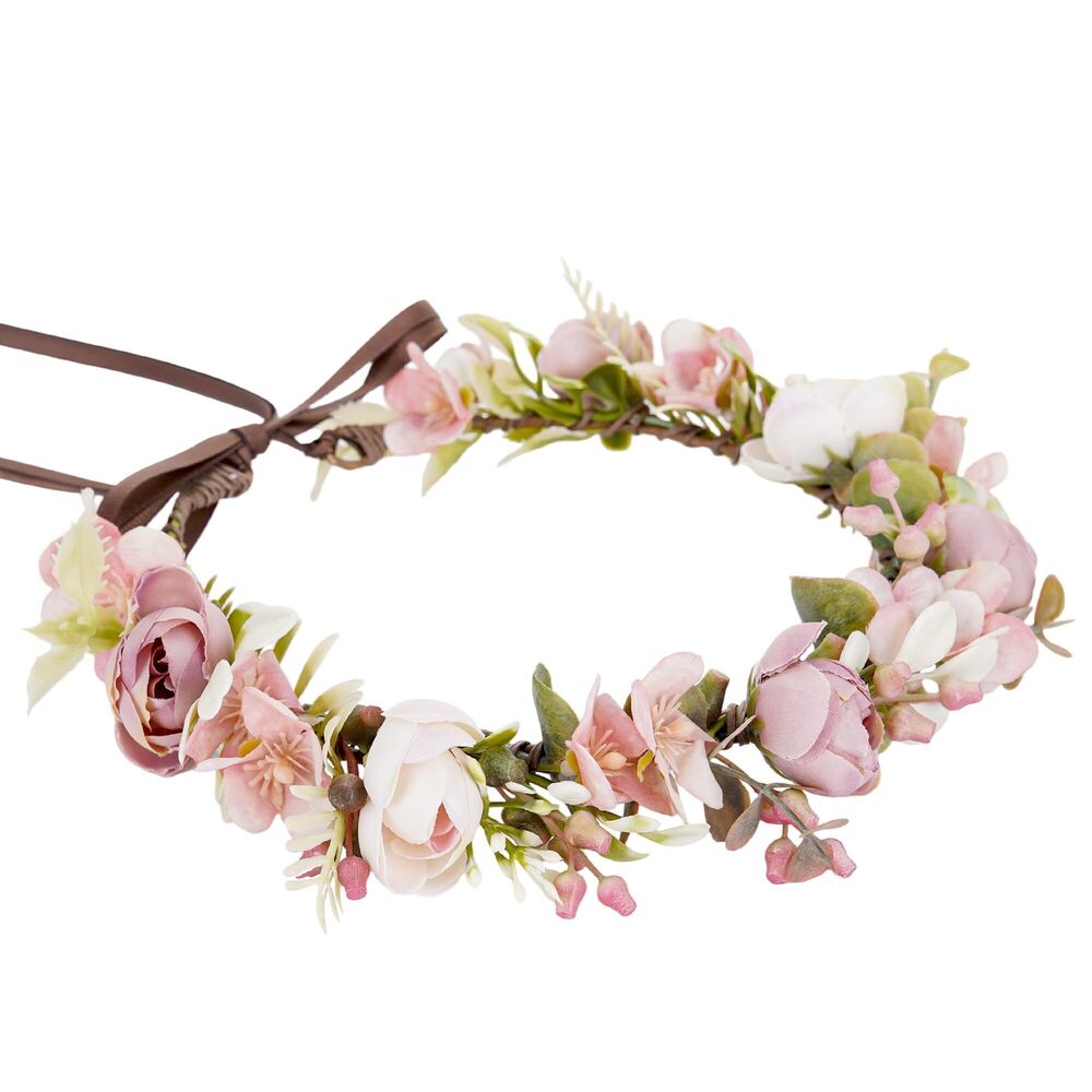 9000 Pink Flower Crown Headband- Artificial Rose Floral Headpiece